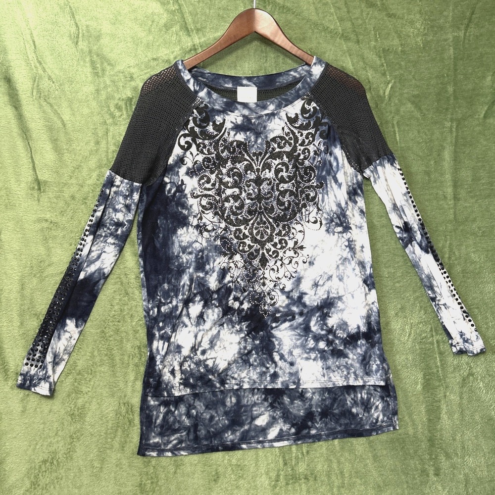 Vocal Mesh Tie Dye Tunic Top Size M Studded Grunge Edgy Punk Cybergoth